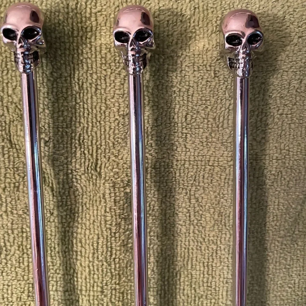 Pottery Barn Skull Bone Metal Stir Sticks set of 4